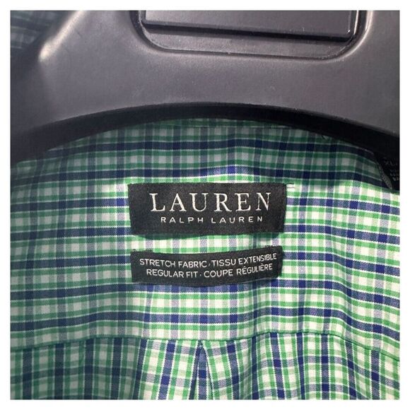 Lauren Ralph Lauren Fitted Non-Iron Pure Cotton Green Micro Check 34/35(XL) - Picture 3 of 4